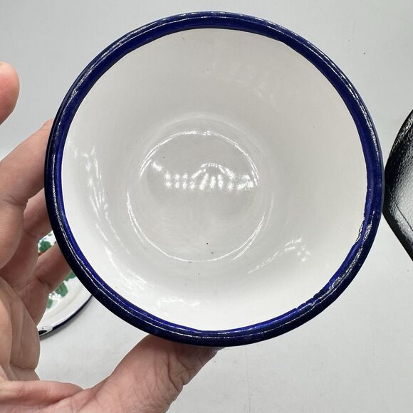 Vintage Mini Floral Enamel Pot Trinket Dish Roses Retro Kitsch Decor - Picture 8 of 13